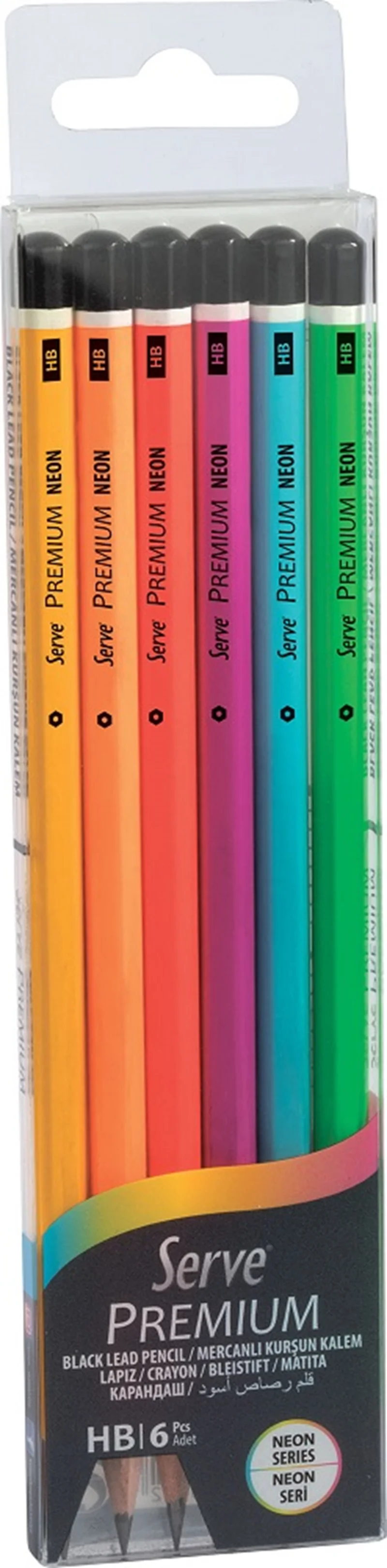 SERVE KURŞUN KALEM PREMIUM SET 6 LI FOSFORLU PET SV-KKB6FSKRP