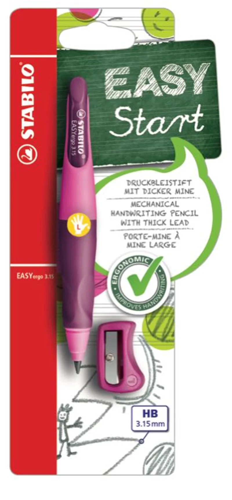 STABILO VERSATİL KALEM EASY ERGO 3,15 SOL PEMBE/LİLA BLS. B-46864-3