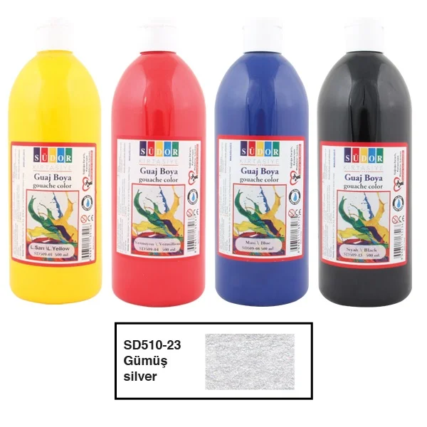 SÜDOR GUAJ BOYA 500 ML GÜMÜŞ SD510-23