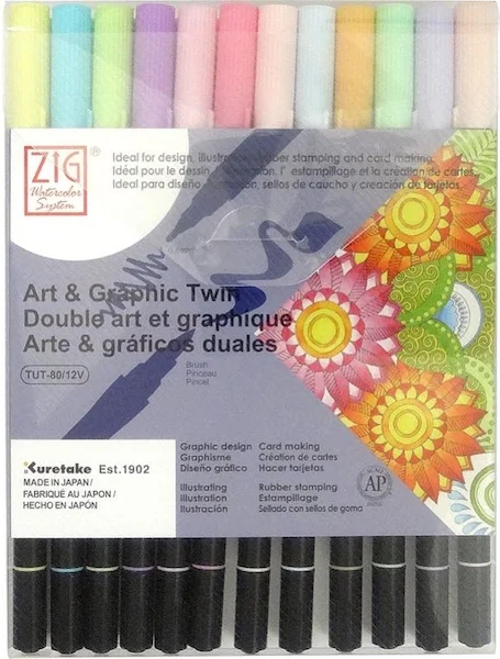 ZIG ART&amp;GRAPHIC TWIN TUT-80/12VPA 12Lİ PASTEL