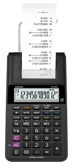 CASIO HESAP MAKİNESİ ŞERİTLİ HR-8RC-BK 12 HANE