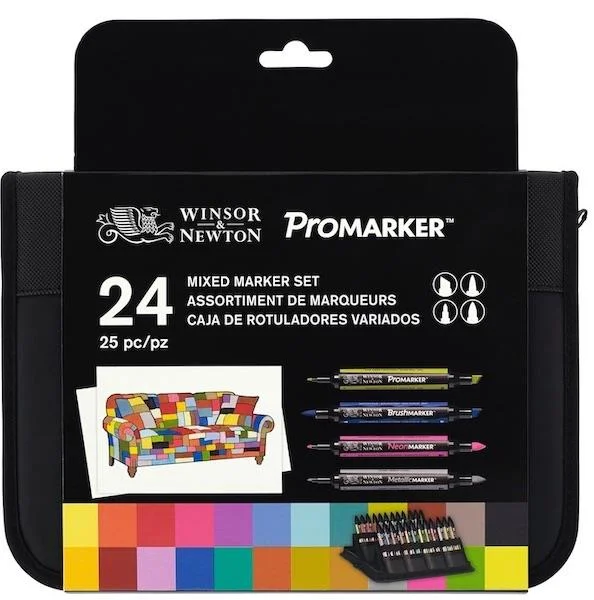 W&N PROMARKER KALEM SET 24 RENK KARIŞIK MARKÖRLER ÇANTALI WN-0290037