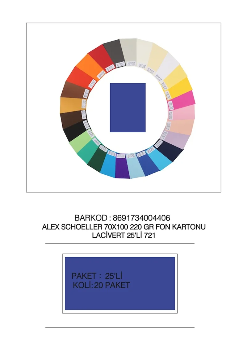 ALEX FON KARTONU ARTİST 220GR 70X100 LACİVERT 25 Lİ 721