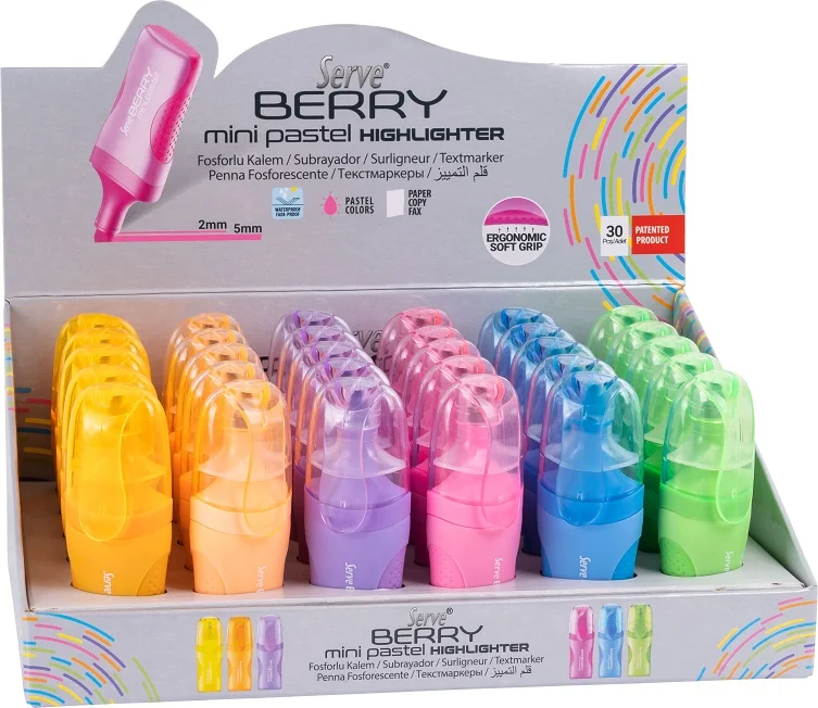 SERVE FOSFORLU KALEM BERRY MİNİ STAND 30 LU KARTON SV-BRMFK30KTFR