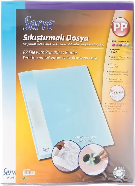 SERVE SIKIŞTIRMALI DOSYA PASTEL TURUNCU SV-6940-P TRN