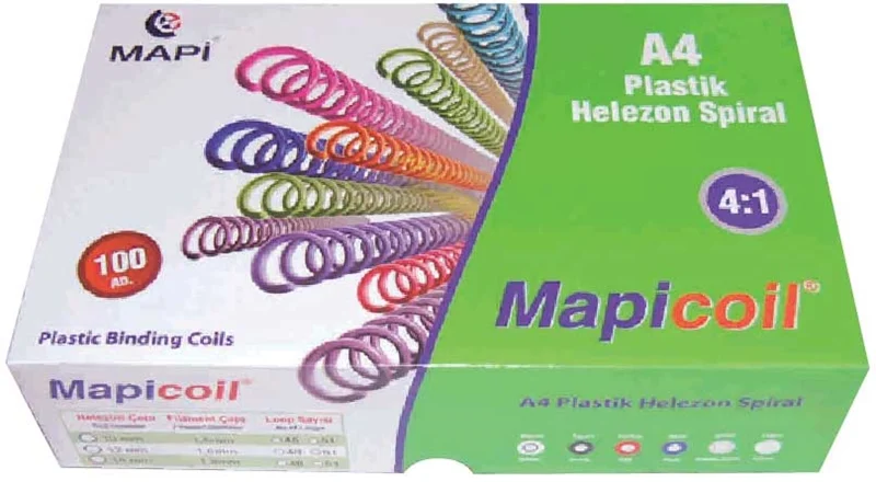 MAPİ SPİRAL PLASTİK HELEZON 4:1 25MM ŞEFFAF 50 AD.48 LOP POŞETLİ 2362504