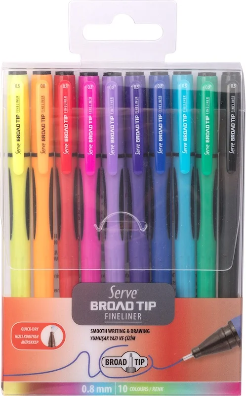 SERVE FINELINER BROAD TIP 0.8 SET 10 LU KARMA PET SV-BROADTF08P10KR