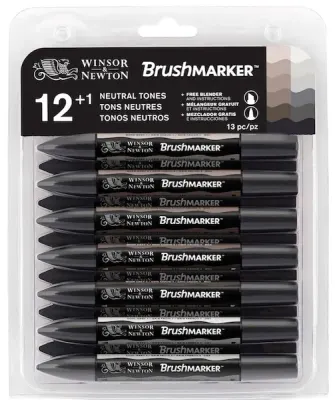 W&amp;N PROMARKER BRUSH KALEM SET 12 RENK GREY TONES (GRİ TONLAR) WN-0290031
