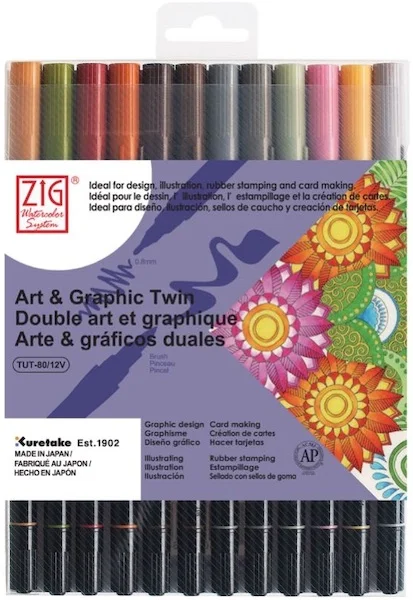 ZIG ART&amp;GRAPHIC TWIN TUT-80/12VMU 12Lİ MUTED