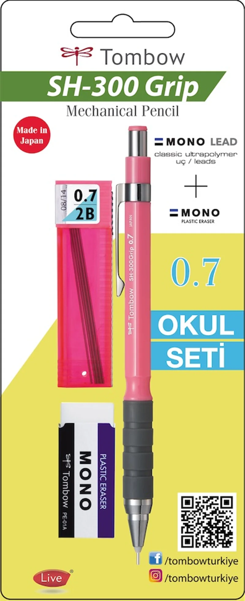 TOMBOW VERSATİL KALEM SH-300 GRIP OKUL SETİ 0.7 AÇIK PEMBE BLS. T-SH-GR81 R7.S1