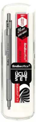 SCRIKSS OFFICE VERSATİL KALEM OKUL SETİ GRAPH-X 0.5 SATEN GRİ + SİLGİ + MİN BLS.