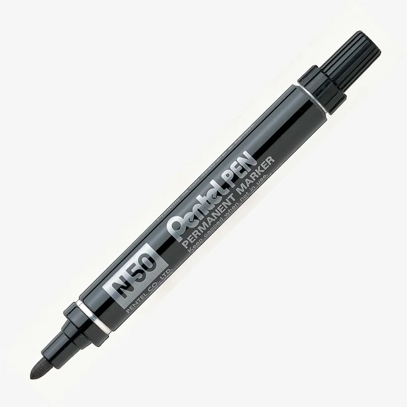 PENTEL PERMANENT MARKÖR N50 YUVARLAK UÇ METAL GÖVDE SİYAH Y N50-A