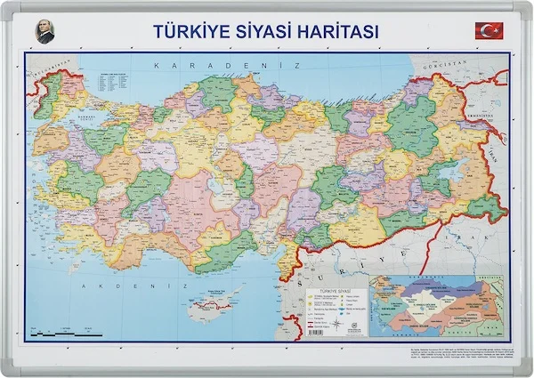 İNTER EĞİTİM HARİTA TÜRKİYE SİYASİ DUVARA MONTE 70X100 814