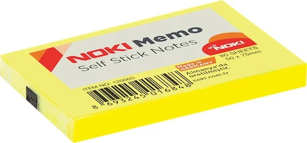 NOKİ MEMO YAPIŞKANLI NOT KAĞIDI 51x75 80 YP 12006S LİMON SARISI