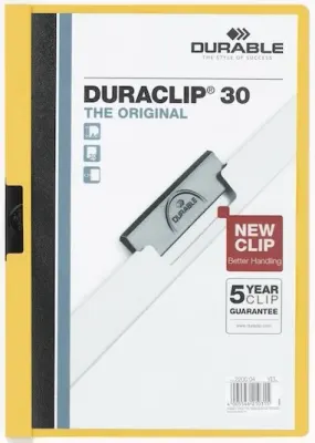 DURABLE SIKIŞTIRMALI DOSYA DURACLIP 2200 30 SF KAPASİTELİ SARI 2200-SARI