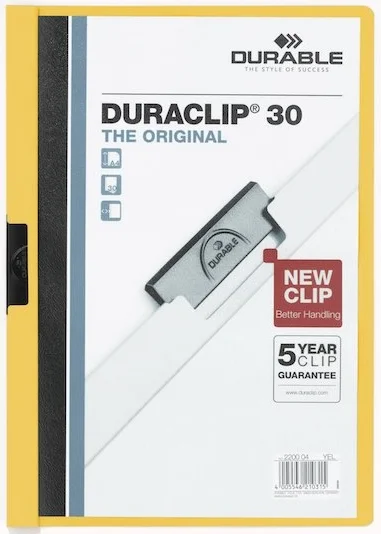DURABLE SIKIŞTIRMALI DOSYA DURACLIP 2200 30 SF KAPASİTELİ SARI 2200-SARI