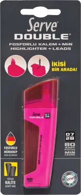 SERVE MİN + FOSFORLU KALEM DOUBLE 0.7 PEMBE TEKLİ BLS. SV-BFM07P
