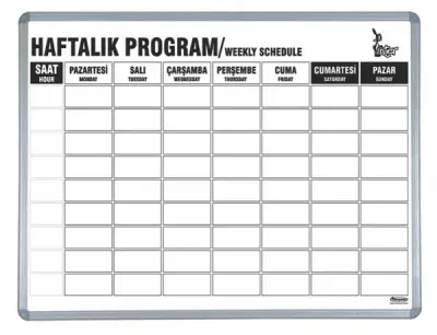 İNTER EĞİTİM HAFTALIK DERS PROGRAM YAZI TAHTASI BASKILI 60X90 741