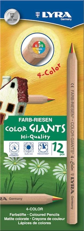 LYRA KURU BOYA COLOR GIANTS GÖKKUŞAĞI KALEMİ 4 RENK 12 Lİ L3930500