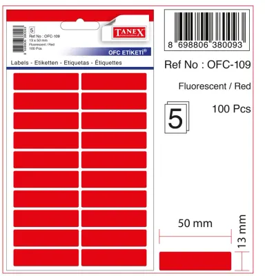 TANEX OFİS ETİKETİ OFC-109 FLORASAN KIRMIZI