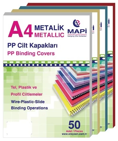 MAPİ CİLT KAPAĞI PP A4 600 MİC. YALDIZLI GÜMÜŞ 2042230