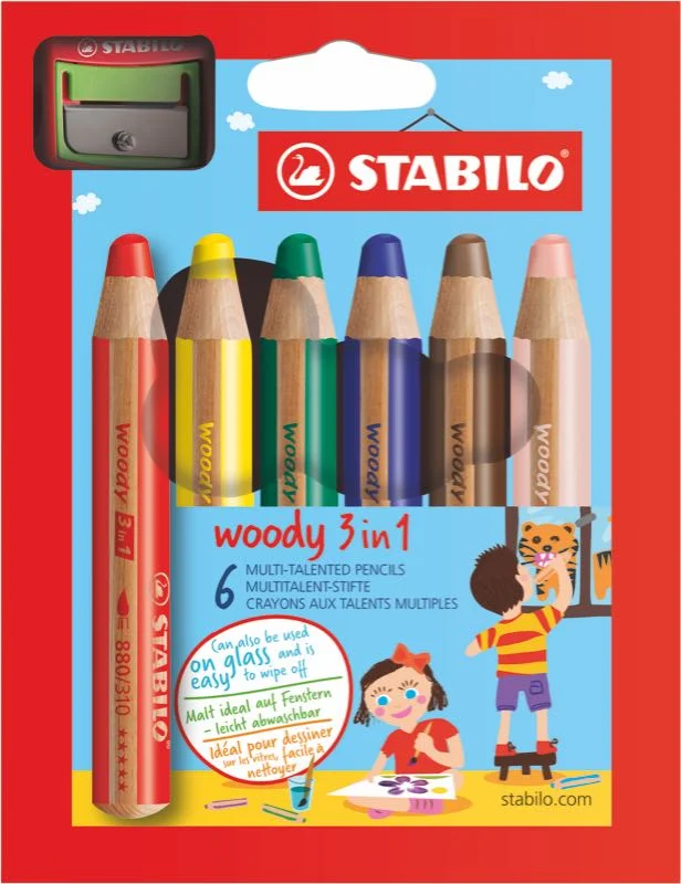 STABILO KURU BOYA WOODY 3 IN 1  6 RENK 8806-2