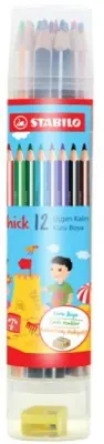 STABILO KURU BOYA TRIO THICK 12 RENK ÜÇGEN KALIN PLASTİK TÜP 203/12-PT