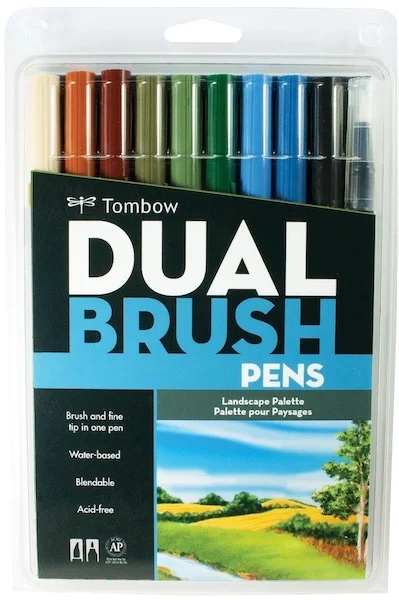 TOMBOW AB-T DUAL BRUSH PEN GRAFİK KALEMİ  SETİ 10 RENK LANDSCAPE T-AB-T-10CLA