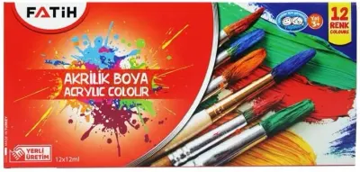 FATİH AKRİLİK BOYA 12 RENK 12 ML TÜP FA50501AB12