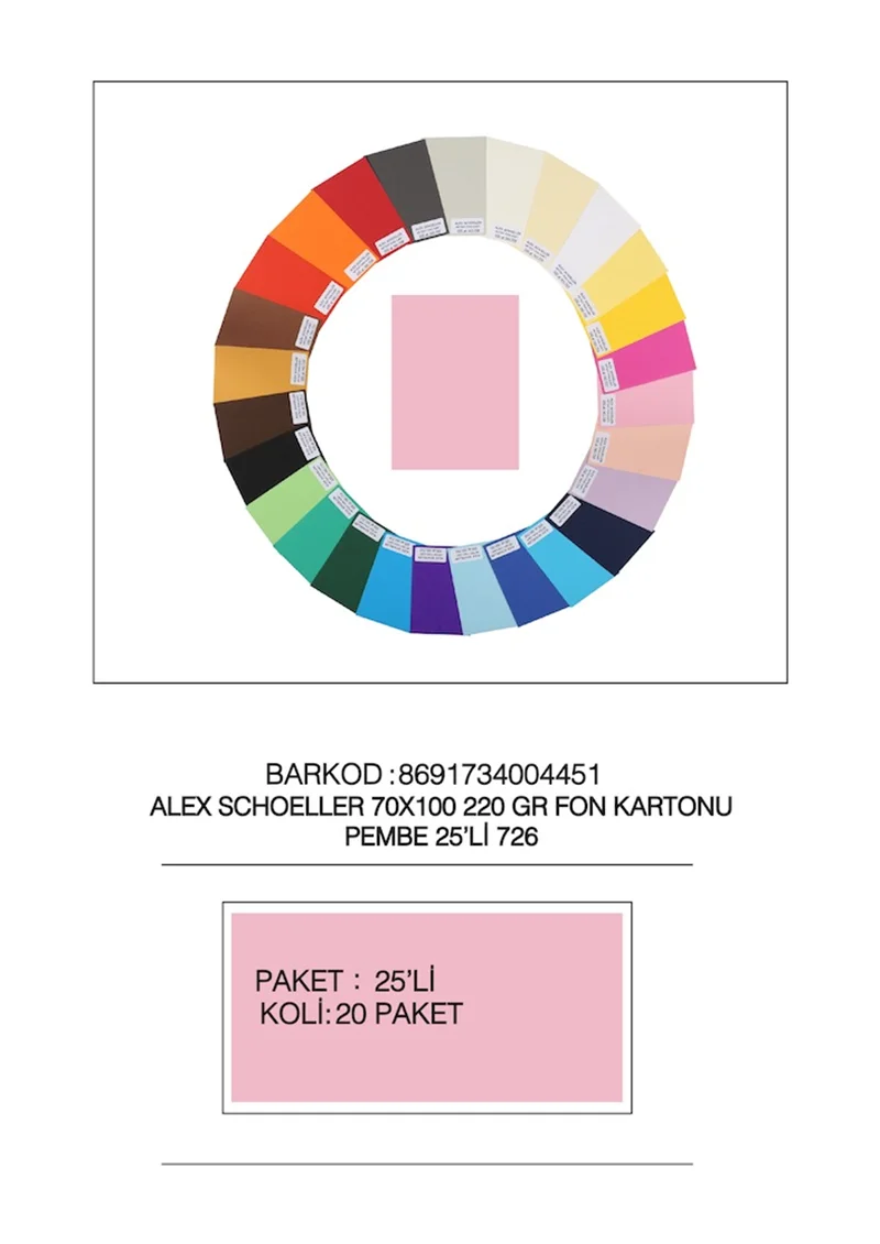 ALEX FON KARTONU ARTİST 220GR 70X100 PEMBE 25 Lİ 726