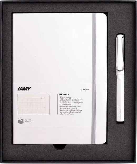 LAMY ROLLER KALEM SET SAFARI BEYAZ+DEFTER A5 YUMUŞAK KAPAK BEYAZ B3B-319B