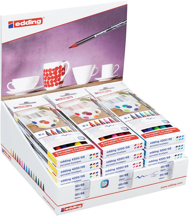 EDDING PORSELEN KALEMİ E-4200 6 LI SET 18 Lİ STAND