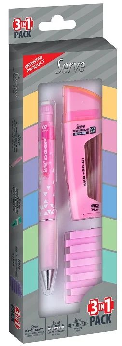 SERVE VERSATİL KALEM DEEP OKUL SETİ ÜÇGEN 0.7 ŞEKER PEMBE SV-DSMDUBSTS073SP
