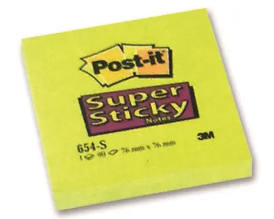 POST-IT YAPIŞKANLI NOT KAĞIDI SARI SUPER STICKY 76x76 90 YP 654-S 520300444800