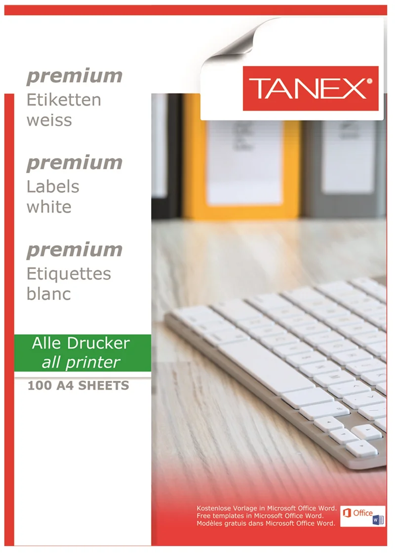 TANEX LASER ETİKET TW-2525 52.5 X 148.5 MM 100 LÜ
