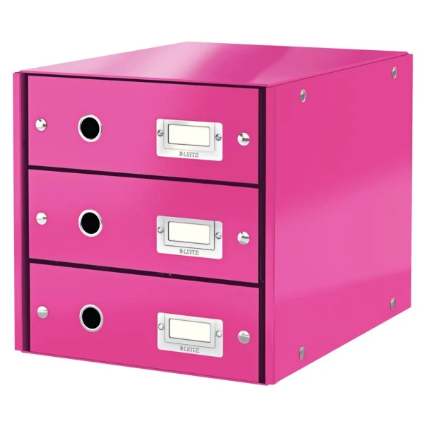 LEITZ EVRAK RAFI WOW C&amp;S 3 ÇEKMECE L-6048 PEMBE