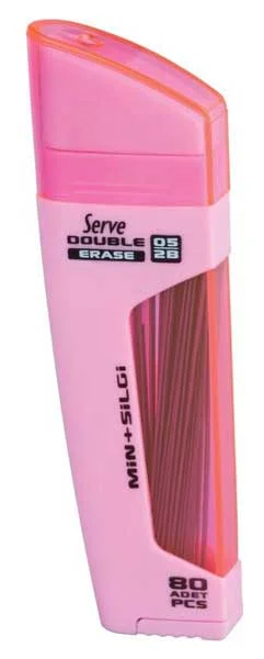 SERVE MİN DOUBLE 0.5 2B + SİLGİ ŞEKER PEMBE 10 LU KARTON SV-DSMSP05-T