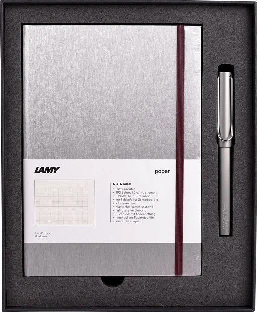 LAMY ROLLER KALEM SET AL-STAR GRİ+DEFTER SERT KAPAK MOR B1SMR-326