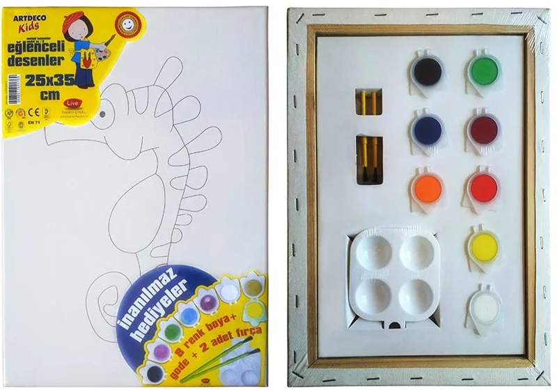 ARTDECO TUVAL BOYAMA SETİ KIDS DESENLİ 25x35 CM DENİZ ATI Y-DSTB-25-02