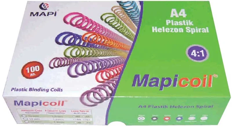 MAPİ SPİRAL PLASTİK HELEZON 4:1 25MM BEYAZ 50 ADET 48 LOP 2352500