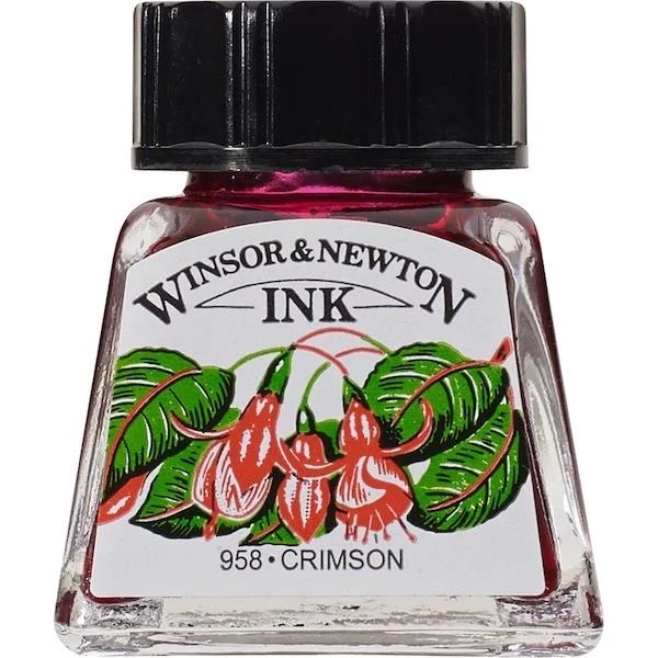 W&amp;N ÇİZİM MÜREKKEBİ DRAWING INK 14 ML CRIMSON 203 WN-1005203