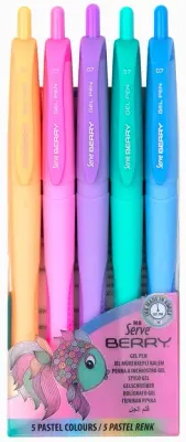 SERVE JEL KALEM BERRY 0.7 SET 5 Lİ PASTEL KARMA SV-BRGEL07B5KRP