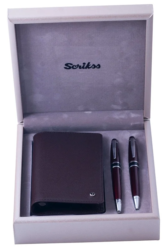 SCRIKSS HEDİYELİK SET SDR 303 35 DOLMA KALEM + TÜKENMEZ KALEM GOLD KROM + JOTTER KAHVERENGİ
