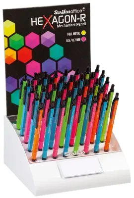 SCRIKSS OFFICE VERSATİL KALEM HEXAGON 40 LI NEON STAND