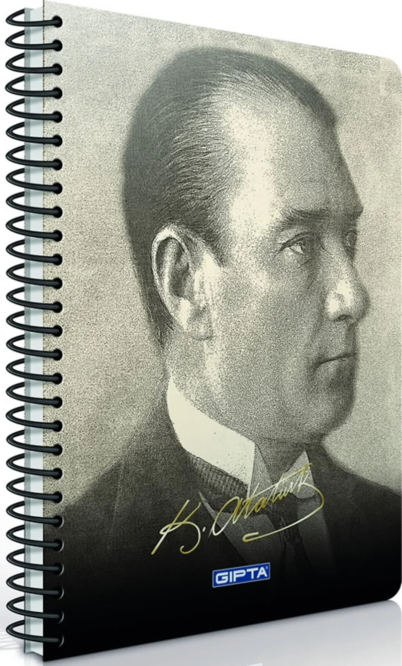 GIPTA DEFTER ATATÜRK A4 SPİRALLİ KARTON KAPAK 80 YP. KARELİ 2606