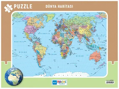 BLUE FOCUS PUZZLE 72 PARÇA FRAME DÜNYA HARİTASI BF256