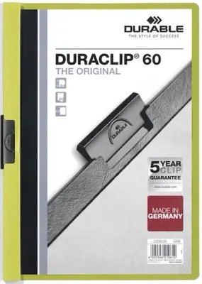 DURABLE SIKIŞTIRMALI DOSYA DURACLIP 2209 60 SF KAPASİTELİ YEŞİL 2209-Y