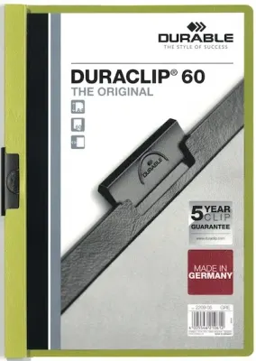 DURABLE SIKIŞTIRMALI DOSYA DURACLIP 2209 60 SF KAPASİTELİ SARI 2209-SARI