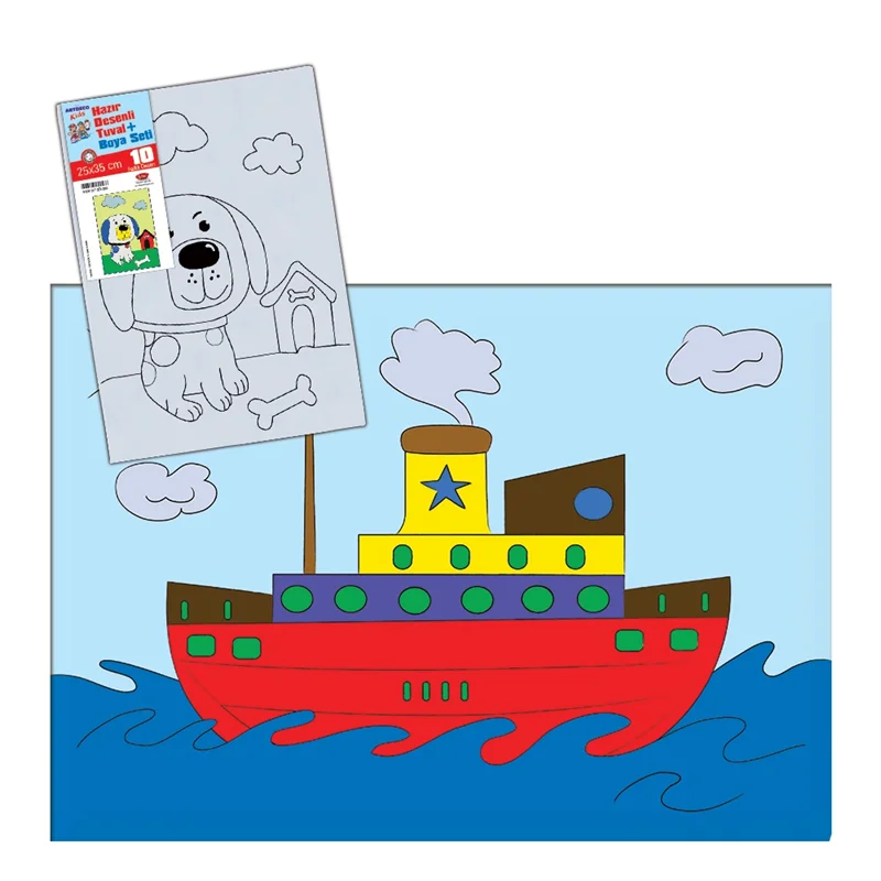 ARTDECO TUVAL BOYAMA SETİ KIDS DESENLİ 25x35 CM GEMİ Y-DSTB-25-09