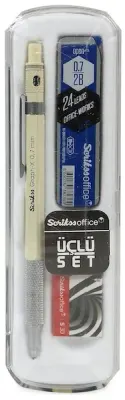 SCRIKSS OFFICE VERSATİL KALEM OKUL SETİ GRAPH-X 0.7 MAT BEYAZ + SİLGİ + MİN BLS.